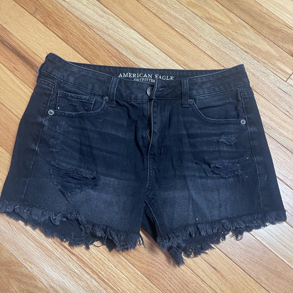 Black jean shorts
